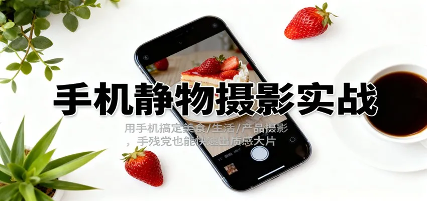 手机摄影技巧：美食、生活、产品摄影，手残党也能快速出质感大片-资源项目网