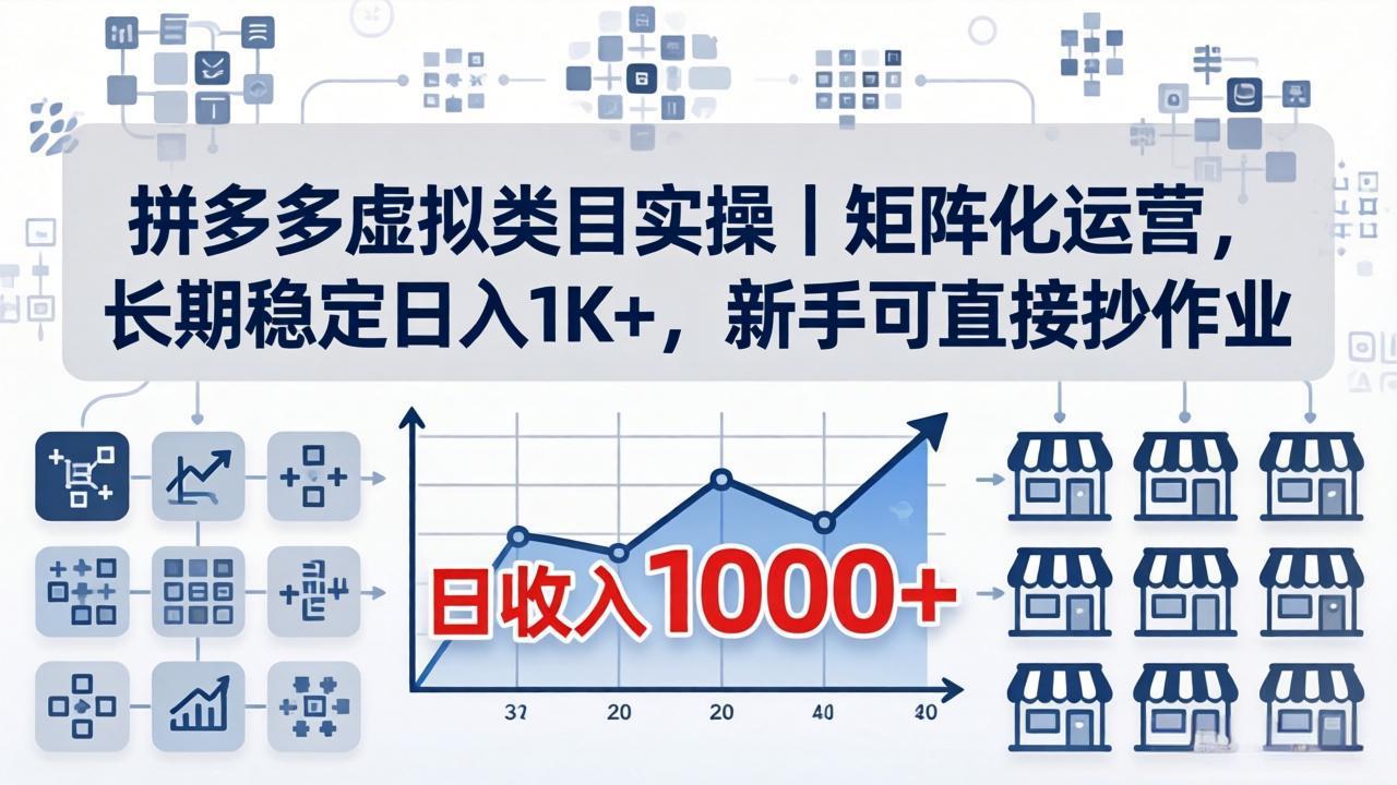 拼多多虚拟商品运营技巧：矩阵化策略，实现稳定日入1K+，新手必学-资源项目网