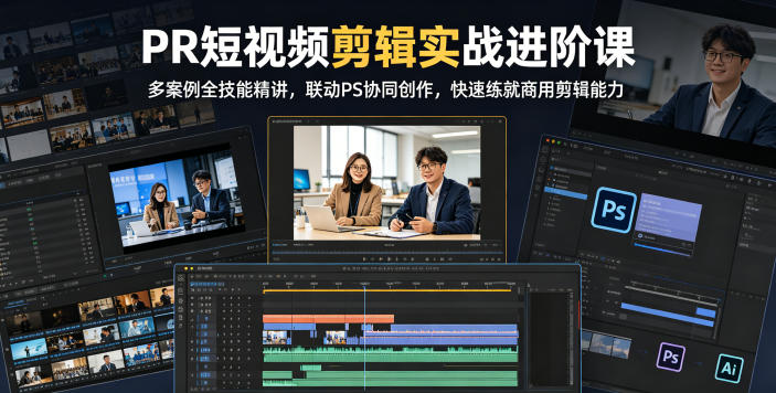 PR短视频剪辑实战进阶课：多案例全技能精讲，PS协同创作，快速提升商用剪辑能力-资源项目网