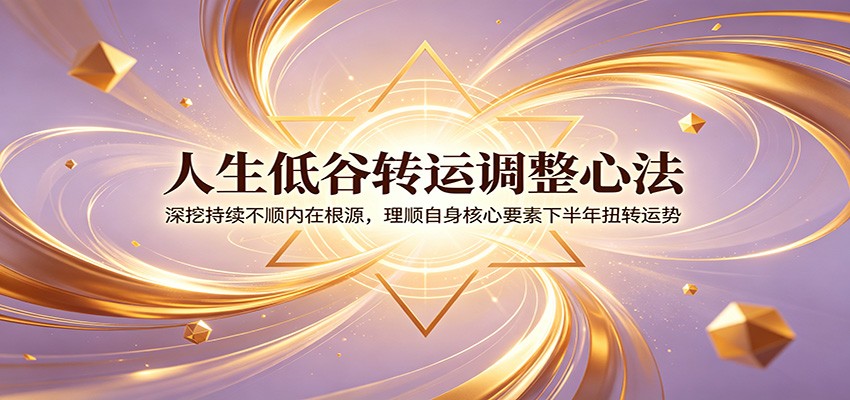 人生低谷转运调整心法：深挖持续不顺内在根源，理顺自身核心要素下半年扭转运势-资源项目网
