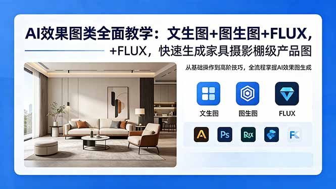 AI效果图制作全面指南:文生图、图生图及FLUX技术,快速生成家具摄影棚级产品图片-资源项目网