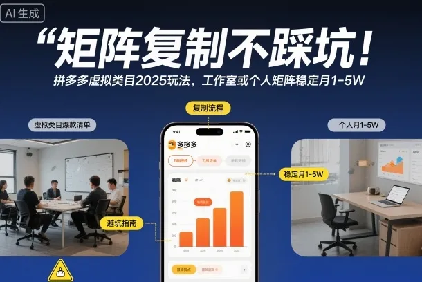 拼多多虚拟类目2025年矩阵复制攻略:工作室或个人月入1-5万稳定指南【揭秘】-资源项目网