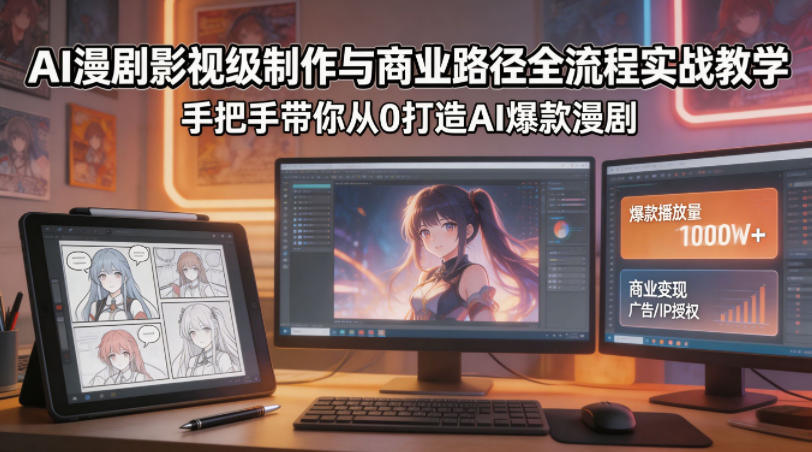 AI漫剧影视制作与商业路径实战教学：手把手教你从0到1打造爆款漫剧-资源项目网