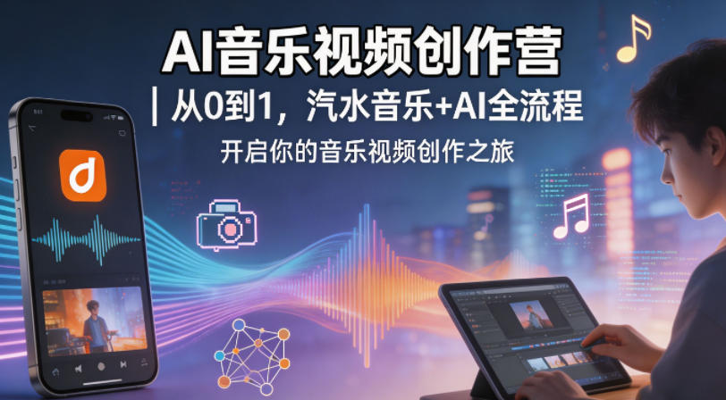AI音乐视频创作营：从零到一，汽水音乐+AI全流程，开启你的音乐视频创作之旅-资源项目网