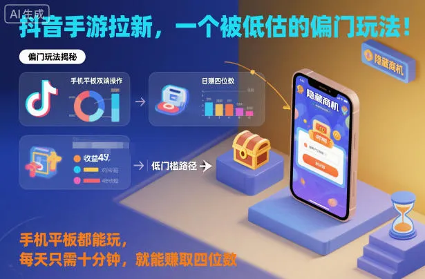 揭秘：抖音手游日赚四位数的偏门玩法，手机平板轻松玩！-资源项目网