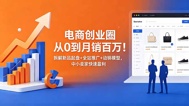 电商创业圈：从零到百万销量的秘诀，详解新品起盘、全站推广及动销模型-资源项目网
