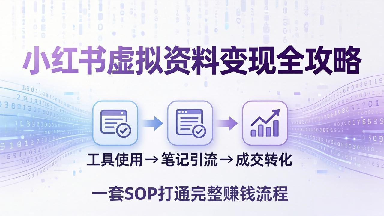 小红书虚拟资料变现全攻略：SOP工具使用与笔记引流成交技巧-资源项目网
