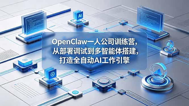OpenClaw 一人公司训练营：从部署调试到多智能体搭建，打造全自动 AI 工作引擎-资源项目网