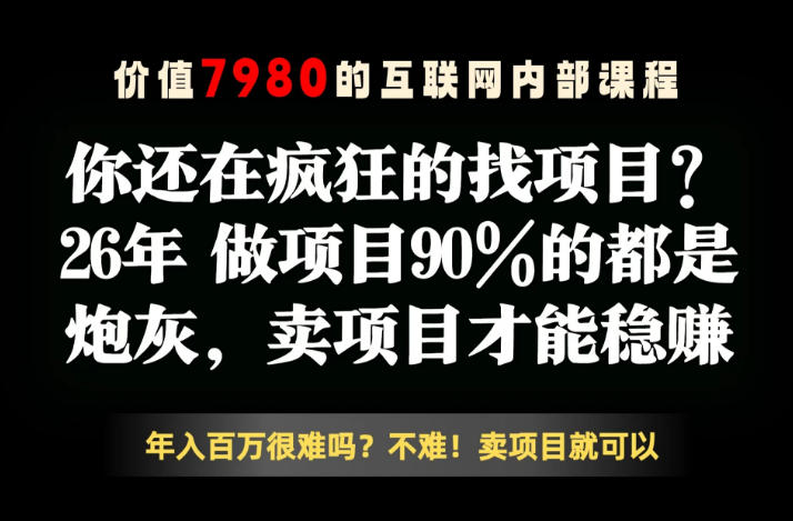 26年项目销售揭秘:月入10万+的暴利秘诀-资源项目网