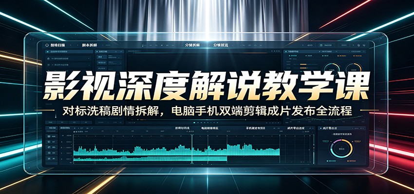 影视剪辑教学：全流程解析，电脑手机双端视频制作与发布-资源项目网