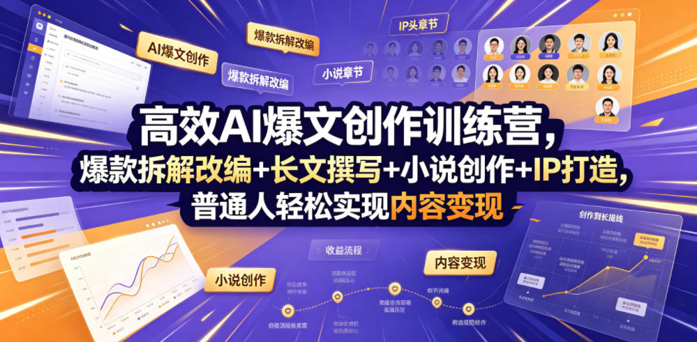 AI爆文创作训练营：爆款拆解、长文撰写、小说创作与IP打造，普通人轻松实现内容变现-资源项目网