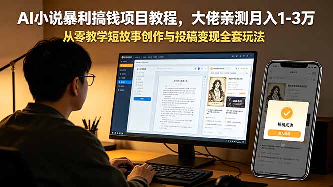 AI小说创作与变现教程：月入1-3万，从零到大佬的短故事创作与投稿全套玩法-资源项目网