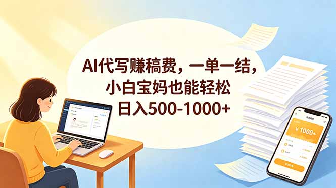 AI代写赚钱,日入500-1000+,小白宝妈轻松实现-资源项目网