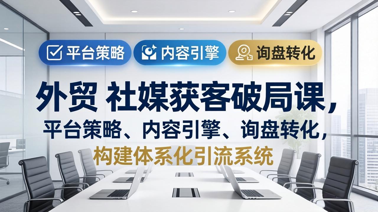 外贸社媒获客破局课：平台策略、内容引擎、询盘转化，构建体系化引流系统（更新至2026年3月）-资源项目网