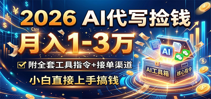 2026 AI代写月入1-3万,全套工具+接单渠道,小白上手搞钱-资源项目网