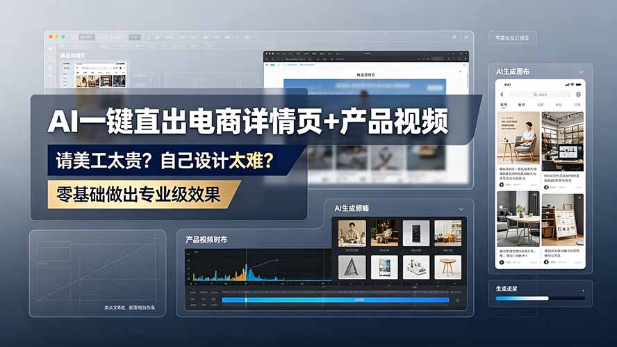 AI一键直出电商详情页+产品视频，零基础打造专业级效果-资源项目网