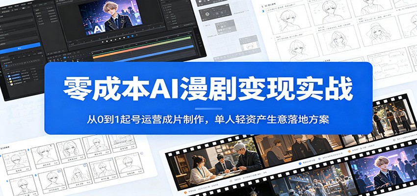 零成本AI漫剧变现实战：从0到1起号运营成片制作，单人轻资产生意落地方案-资源项目网