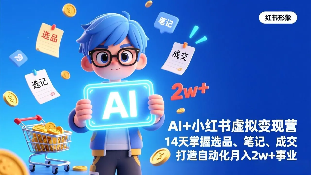 AI+小红书虚拟变现营(完结)-资源项目网