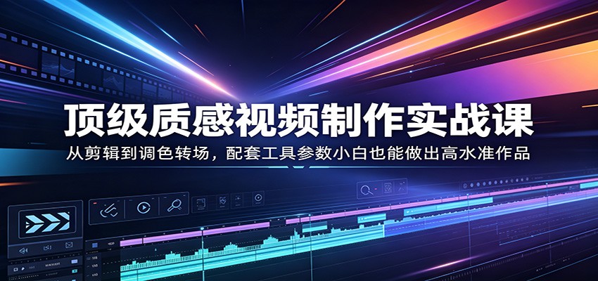 顶级视频制作实战课：从剪辑到调色，小白也能做出高水准作品-资源项目网
