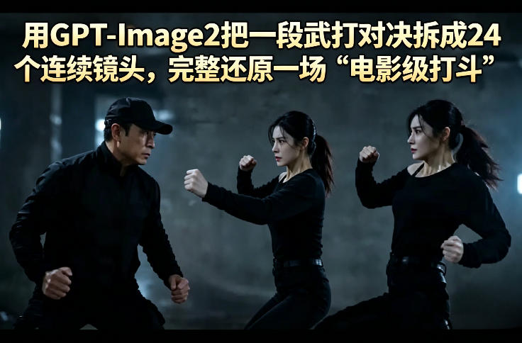 GPT-Image2助力将武打对决拆解成24个连续镜头，打造电影级打斗体验-资源项目网