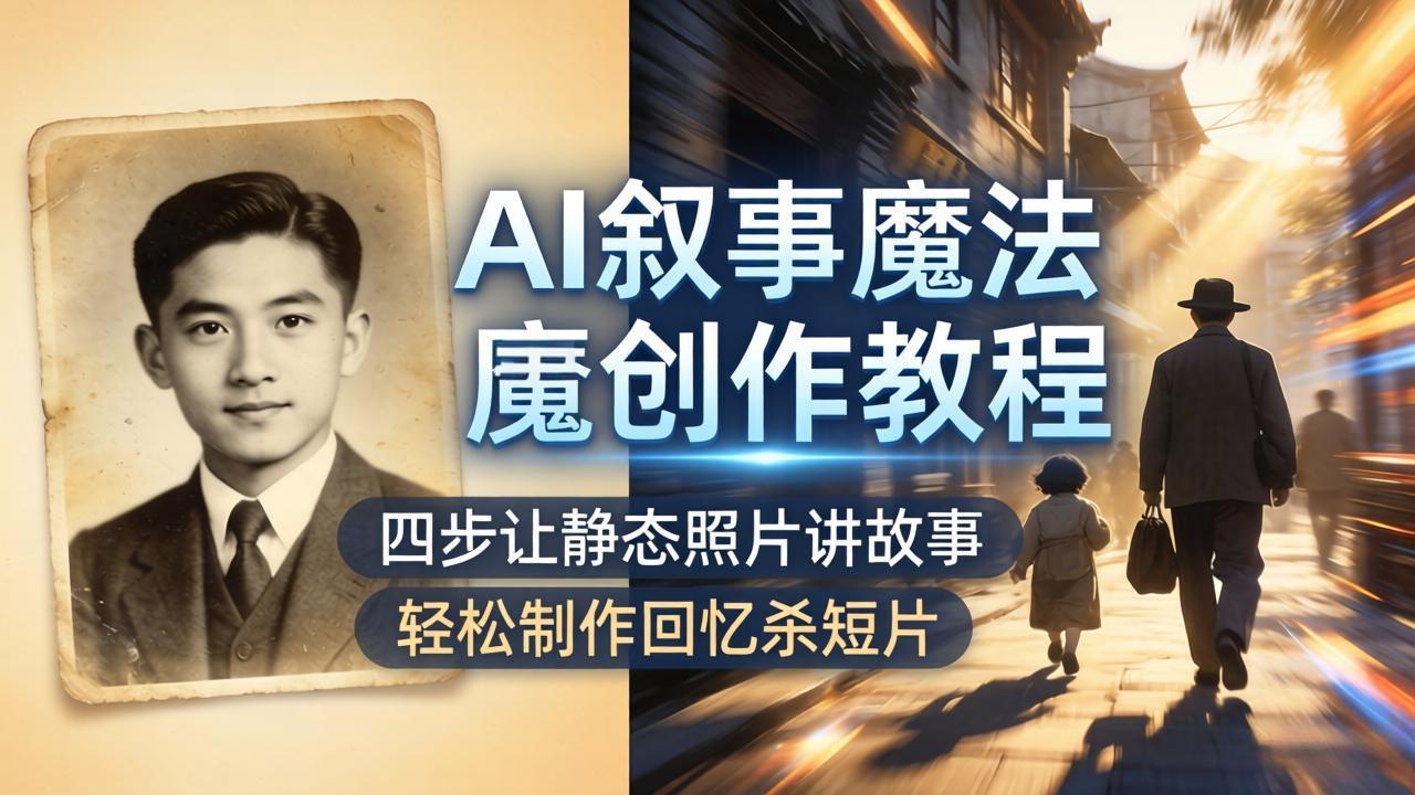 AI叙事魔法：四步让静态照片讲故事，老照片修复加动态特效，轻松制作回忆杀短片-资源项目网