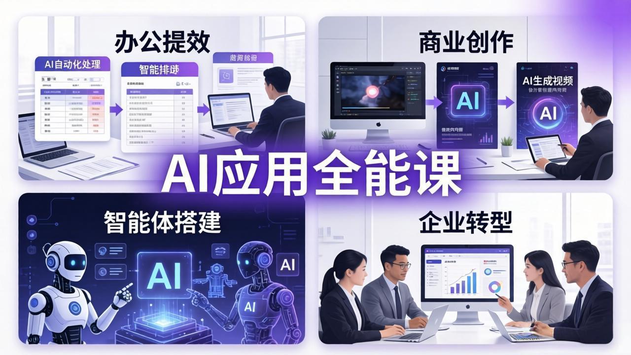 AIGC应用全能课：办公提效、商业创作、智能体搭建、企业转型，一站式学习AI应用-资源项目网