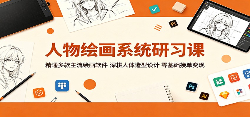 人物绘画系统研习课：精通多款主流绘画软件，零基础接单变现-资源项目网