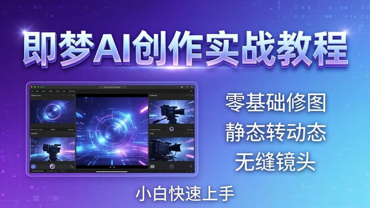 即梦AI创作实战教程：零基础到AI导演，静态转动态+无缝镜头，小白快速上手-资源项目网