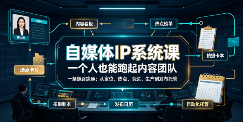 自媒体IP系统课：打造内容团队，实现从定位到发布的全流程管理-资源项目网