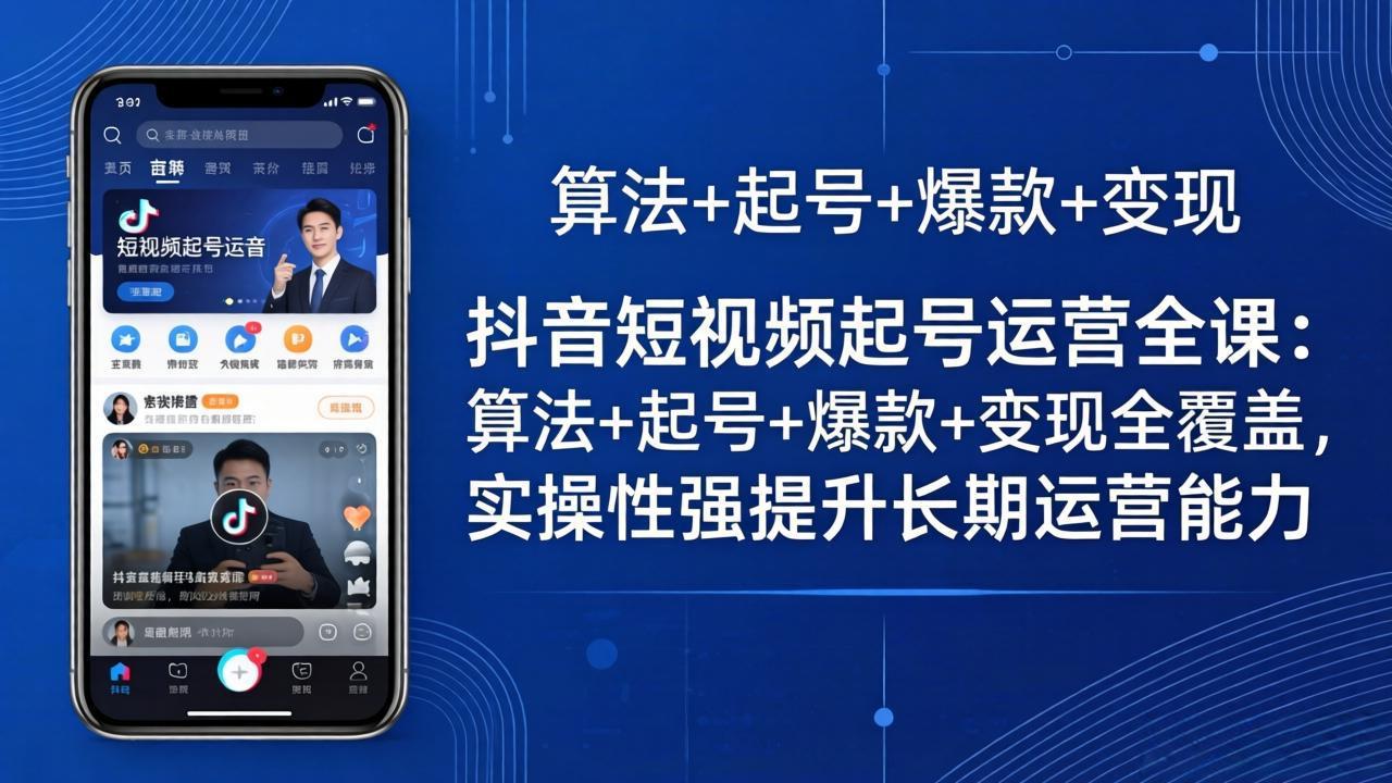 抖音短视频起号运营全攻略：算法解析、起号技巧、爆款打造与变现策略，实战提升运营能力-资源项目网