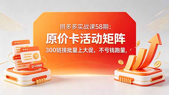 拼多多实战课58期：原价卡活动矩阵，300链接批量上大促，不亏钱跑量-资源项目网