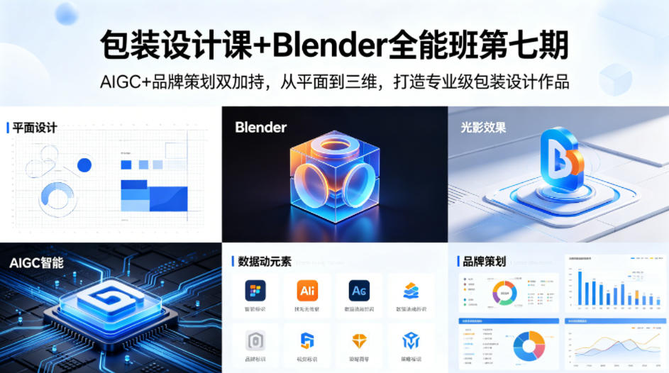 包装设计课程+Blender全能班第七期：AIGC与品牌策划双驱动，从平面到三维打造专业级包装设计作品-资源项目网