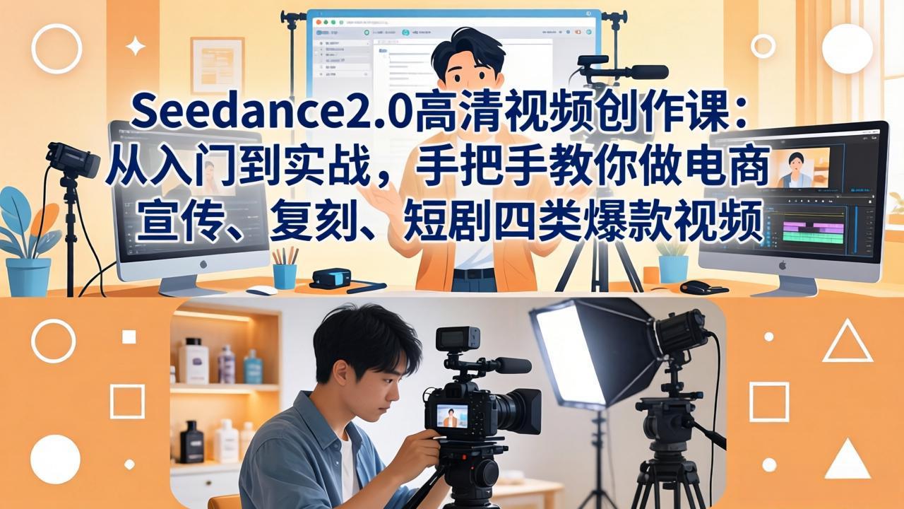 Seedance2.0高清视频创作课：从入门到实战，手把手教你做电商、宣传、复刻、短剧四类爆款视频-资源项目网