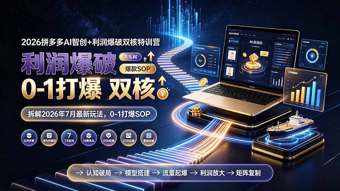 2026拼多多AI智创+利润爆破双核特训营:揭秘7月最新玩法,0-1打造爆款SOP-资源项目网