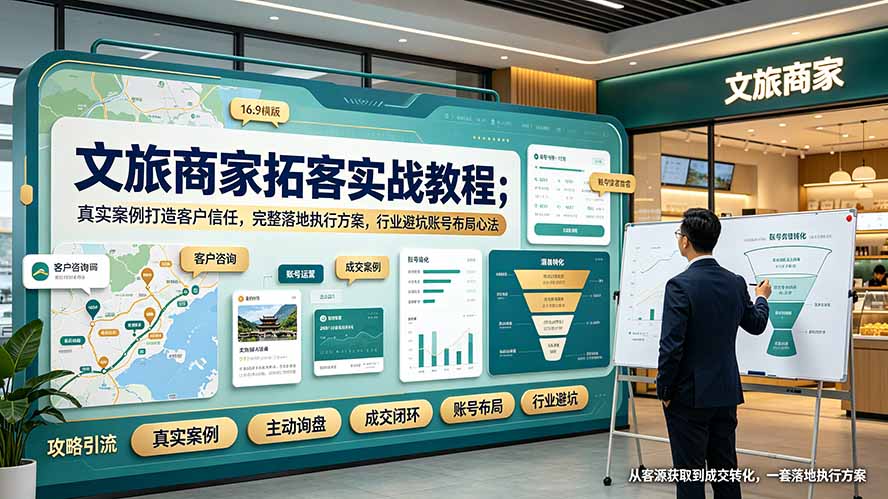 文旅商家拓客实战教程：真实案例+完整落地方案，行业避坑账号布局心法-资源项目网