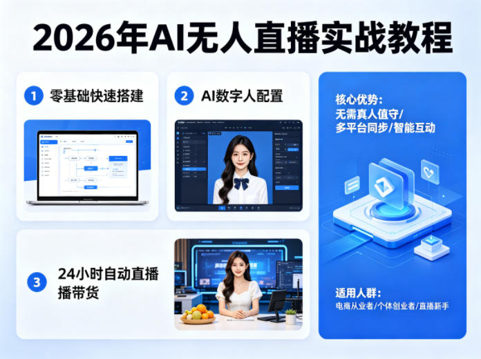 2026年AI无人直播实战教程：零基础搭建AI数字人直播间，实现24小时自动带货-资源项目网