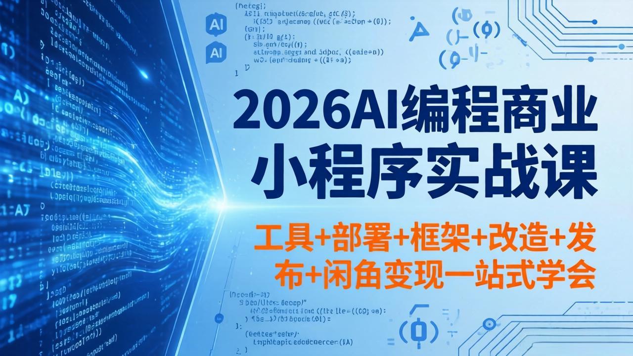 2026 AI编程商业小程序实战课程：工具、部署、框架、改造、发布及闲鱼变现一站式学习-资源项目网