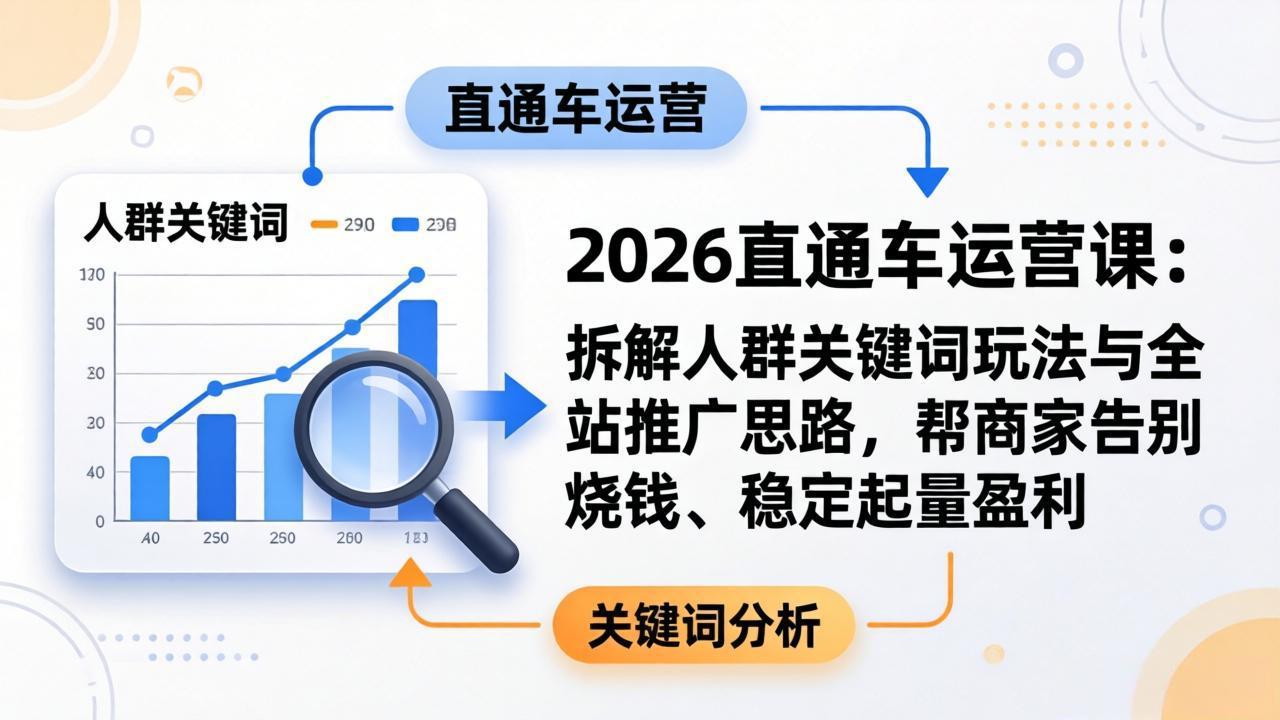 2026直通车运营课程：揭秘人群关键词策略与全站推广技巧，助力商家实现盈利-资源项目网