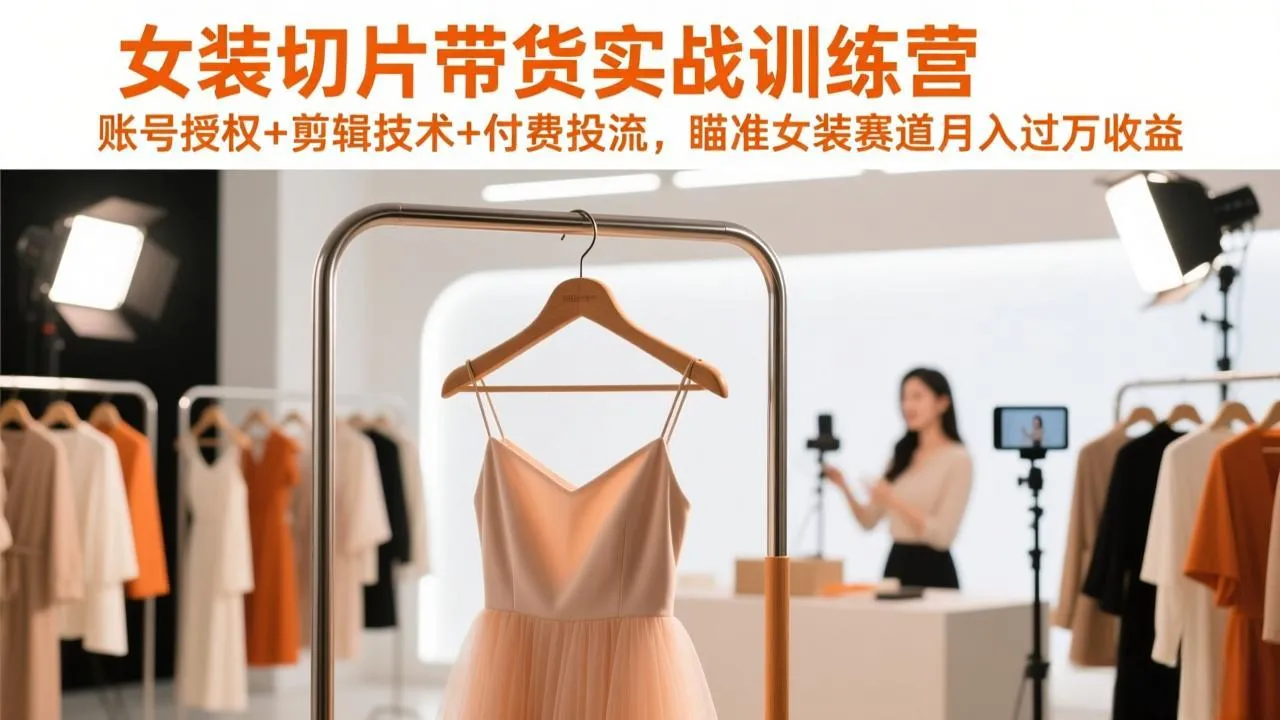 女装切片带货实战训练营：账号授权、剪辑技术与付费投流，月入过万秘籍-资源项目网