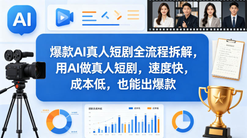 AI真人短剧制作全流程揭秘：速度快捷、成本低，助你轻松打造爆款内容-资源项目网