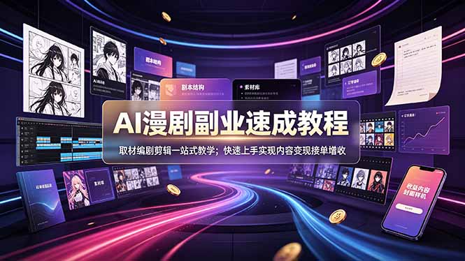 AI漫剧副业速成教程：一站式编剧剪辑，快速上手实现内容变现-资源项目网