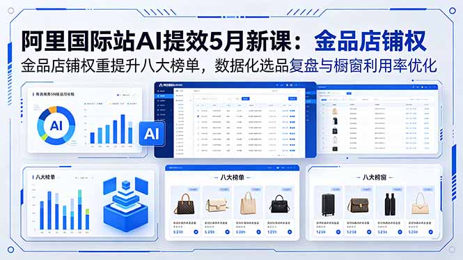 阿里国际站AI提效课程：金品店铺权重提升八大榜单，数据化选品复盘与橱窗利用率优化-资源项目网
