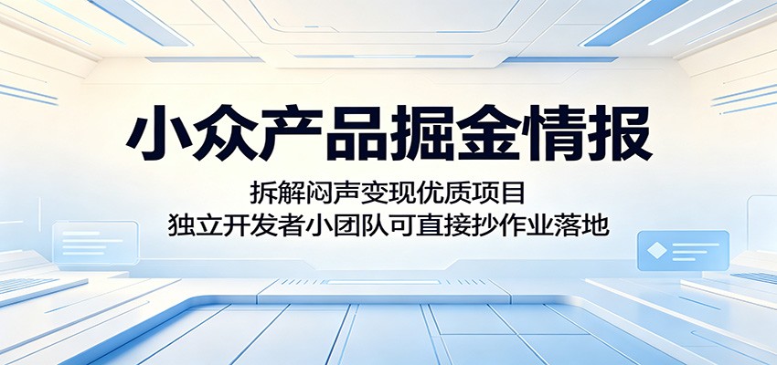 小众产品掘金指南：揭秘闷声变现的优质项目，独立开发者小团队可直接复制成功模式-资源项目网
