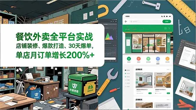餐饮外卖全平台运营指南：店铺装修、爆款打造与30天爆单技巧，实战教学助力单店月订单增长200%+-资源项目网