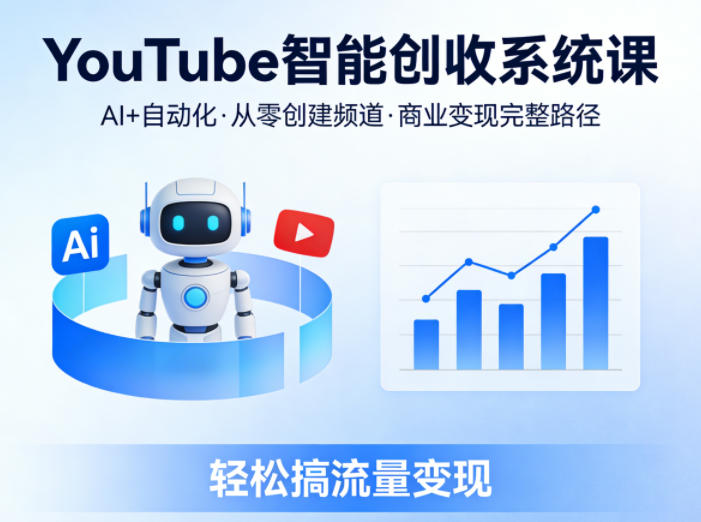 YouTube智能创收系统课:AI+自动化,打造商业变现的YouTube频道,轻松实现流量变现-资源项目网