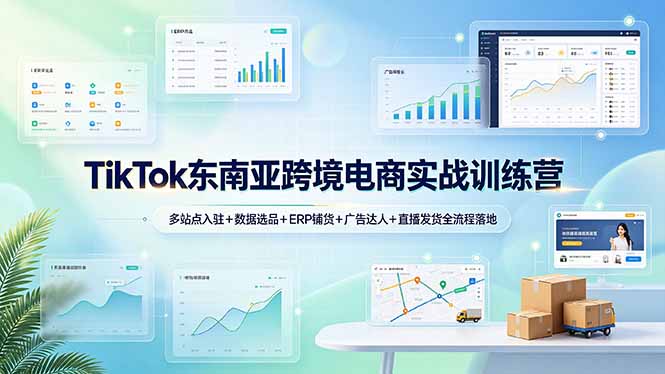 TikTok东南亚跨境电商实战训练营：多站点运营、数据选品、ERP铺货、广告推广及直播发货全流程培训-资源项目网