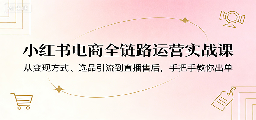 小红书电商运营实战课程：揭秘变现、选品引流及直播售后技巧，手把手教你出单-资源项目网