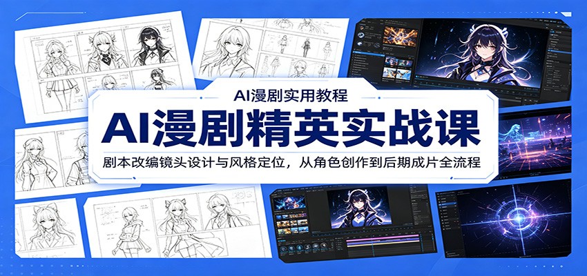 AI漫剧精英实战课:从角色创作到后期成片全流程,剧本改编与镜头设计技巧-资源项目网