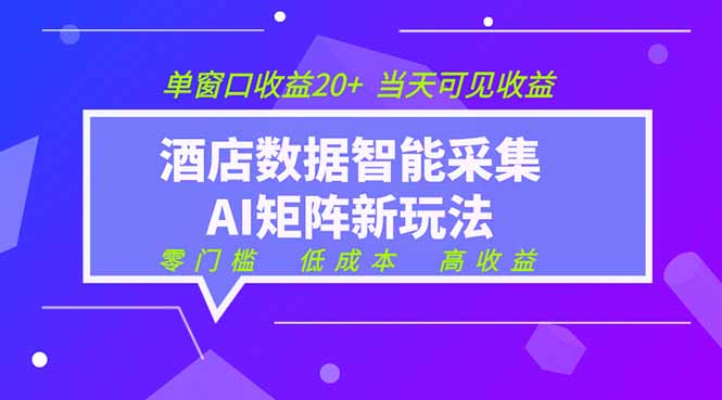 2026年酒店数据采集AI智能矩阵：低成本高收益，当天见效，单窗口20+-资源项目网