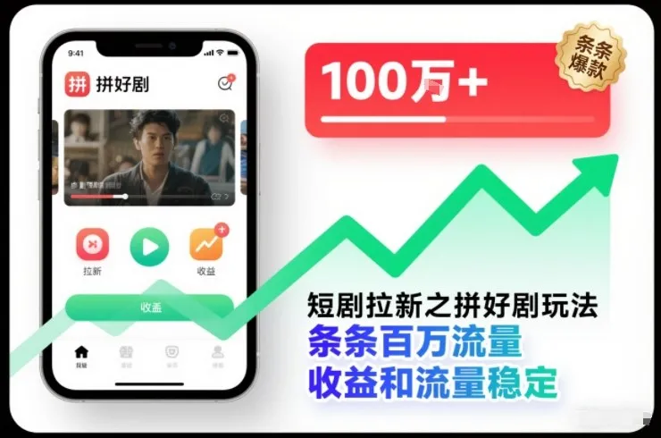 短剧拉新：揭秘“拼好剧”玩法，百万流量轻松得，收益与流量双丰收-资源项目网